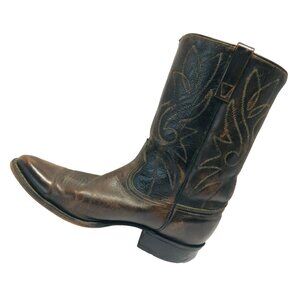 Acme Circle A Western Boots Men 10.5D USA Cowboy Brown Tooled Leather Ranch Work